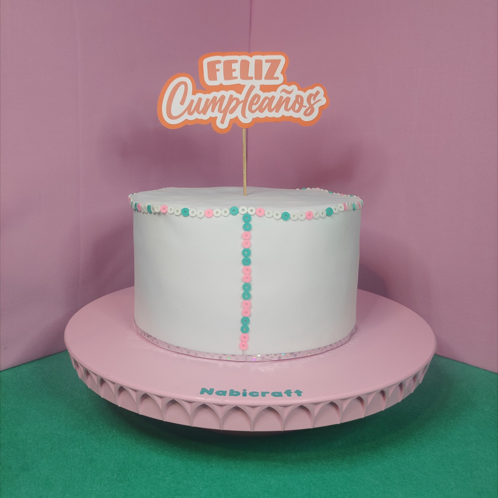 Cake topper-letrero para pastel "Feliz cumpleaños" Naranja Nabicraft