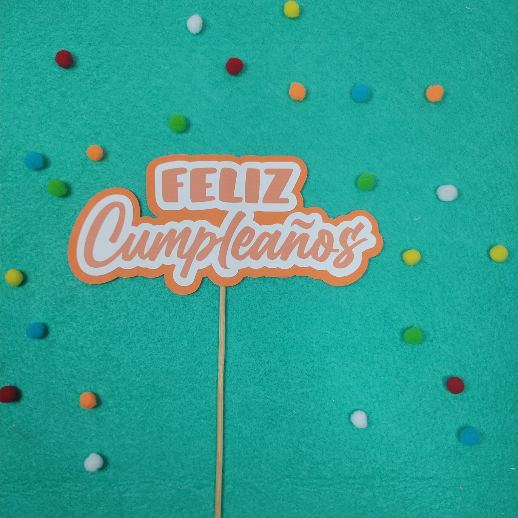 Cake topper-letrero para pastel "Feliz cumpleaños" Naranja Nabicraft