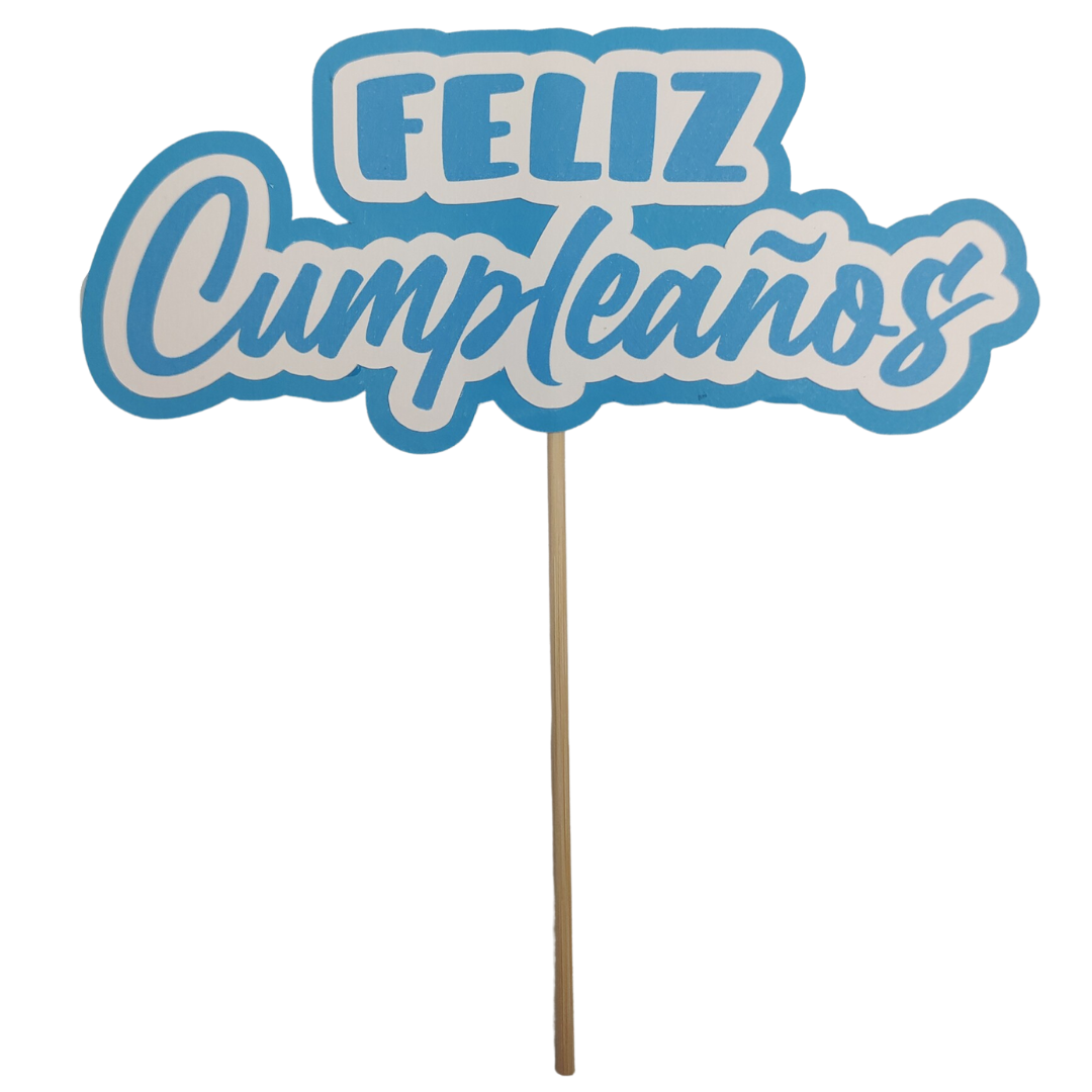 Cake topper-letrero para pastel "Feliz cumpleaños" Azul Nabicraft