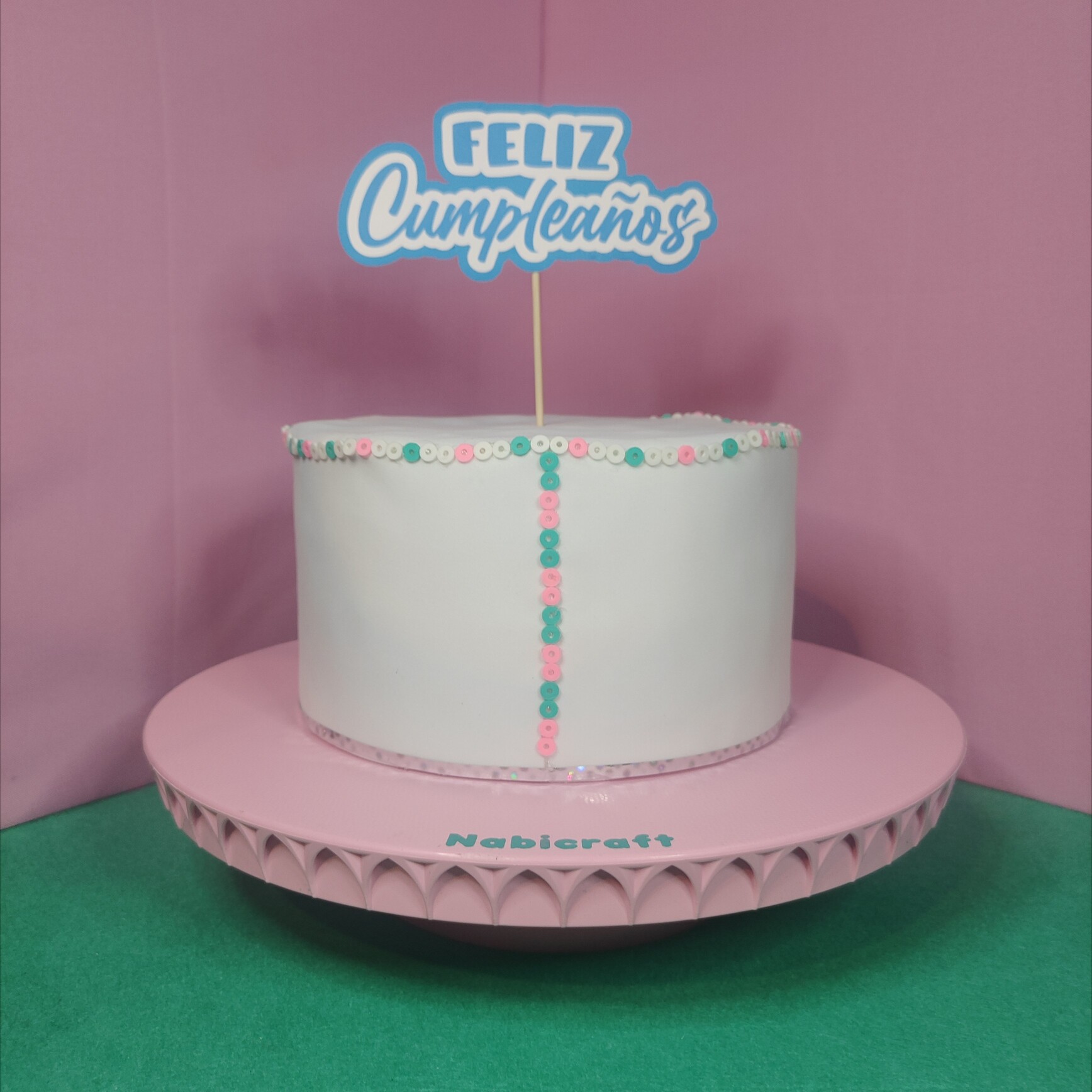 Cake topper-letrero para pastel "Feliz cumpleaños" Azul Nabicraft