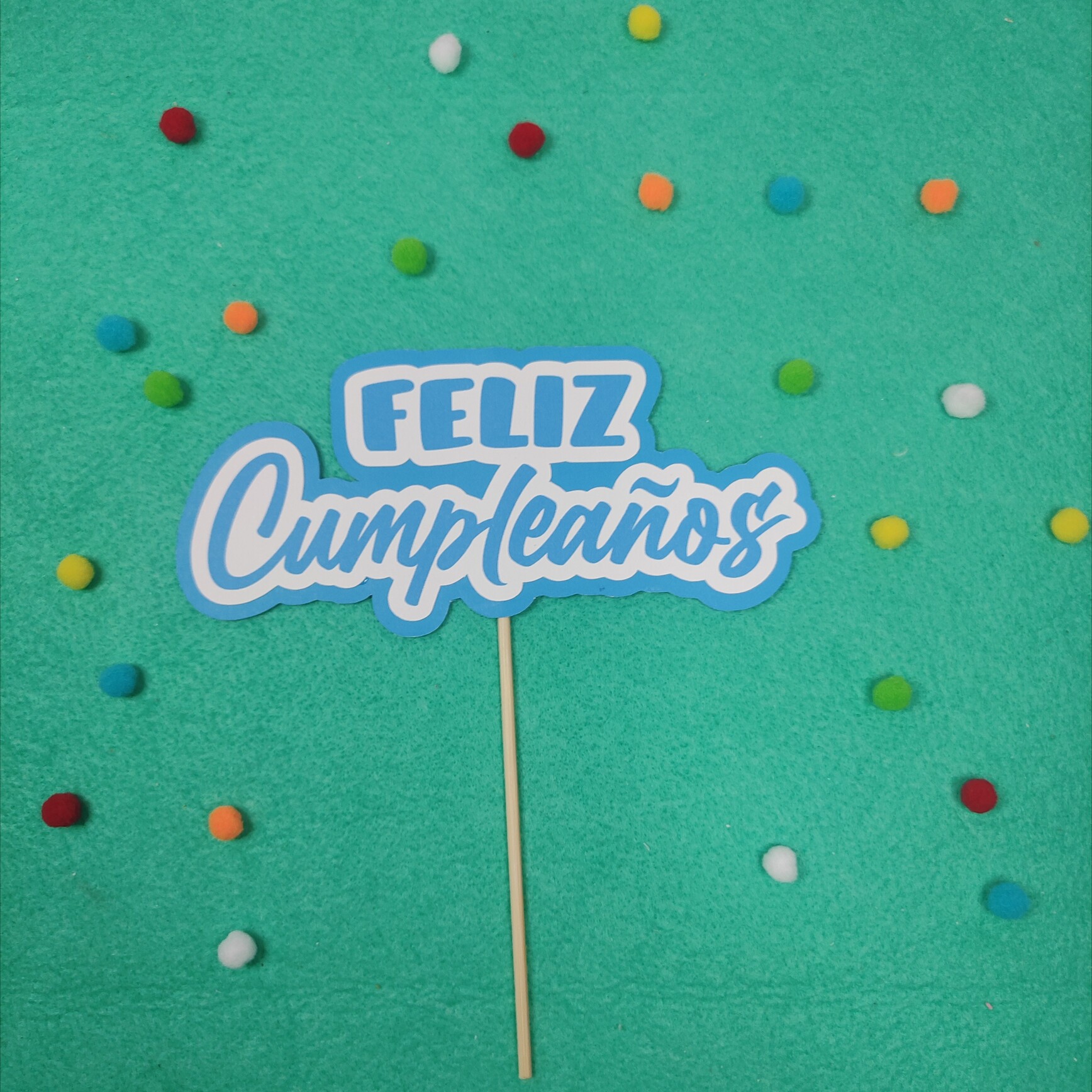 Cake topper-letrero para pastel "Feliz cumpleaños" Azul Nabicraft