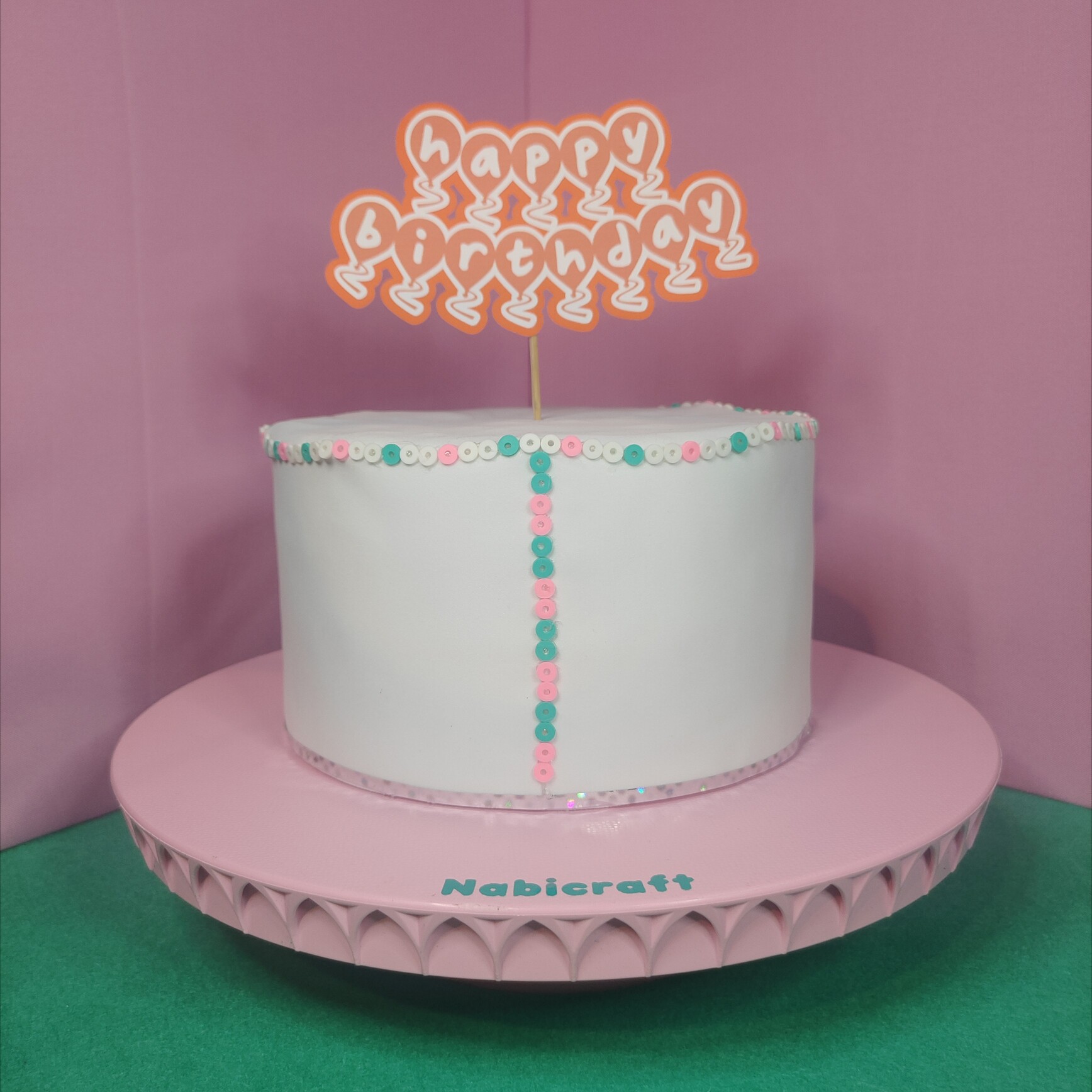 Cake topper-letrero para pastel Globos "Happy birthday" Naranja Nabicraft