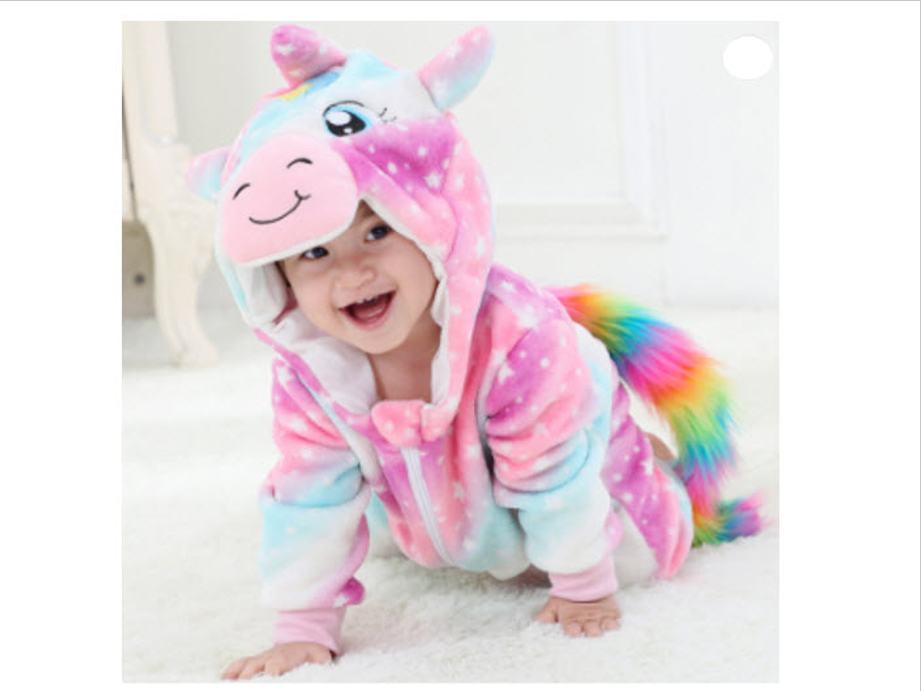 Hermoso Mameluco Bebe De Unicornio, Cómodo, Pijama, Disfraz 6 a 12 meses y 12 a 18 meses