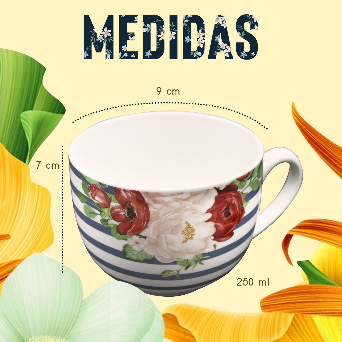 Juego 4 Tazas Platos Porcelana Para Cafe Soporte Para Regalo