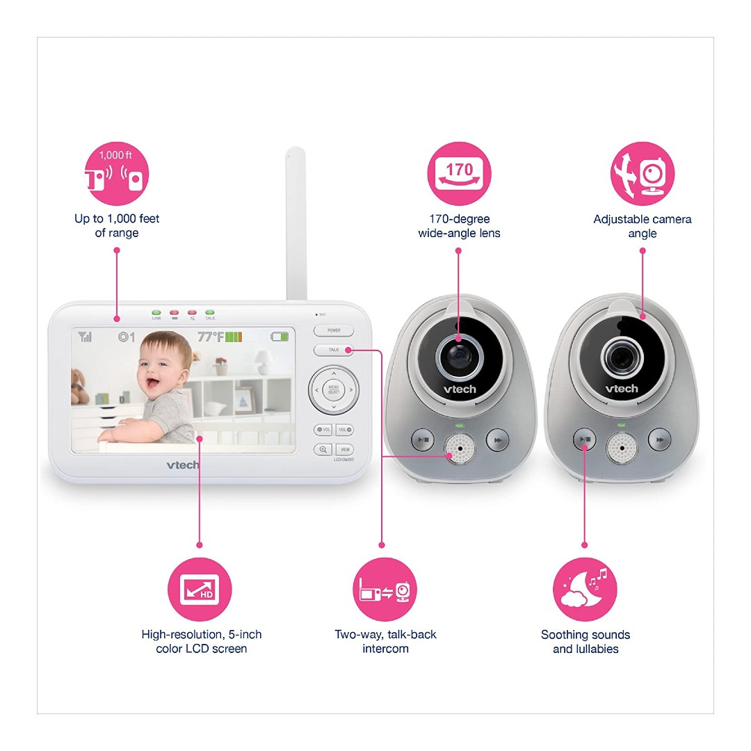 Vtech 2 Camaras Video Digital Monitor Para Bebe De 2.5pulg Vm352-2