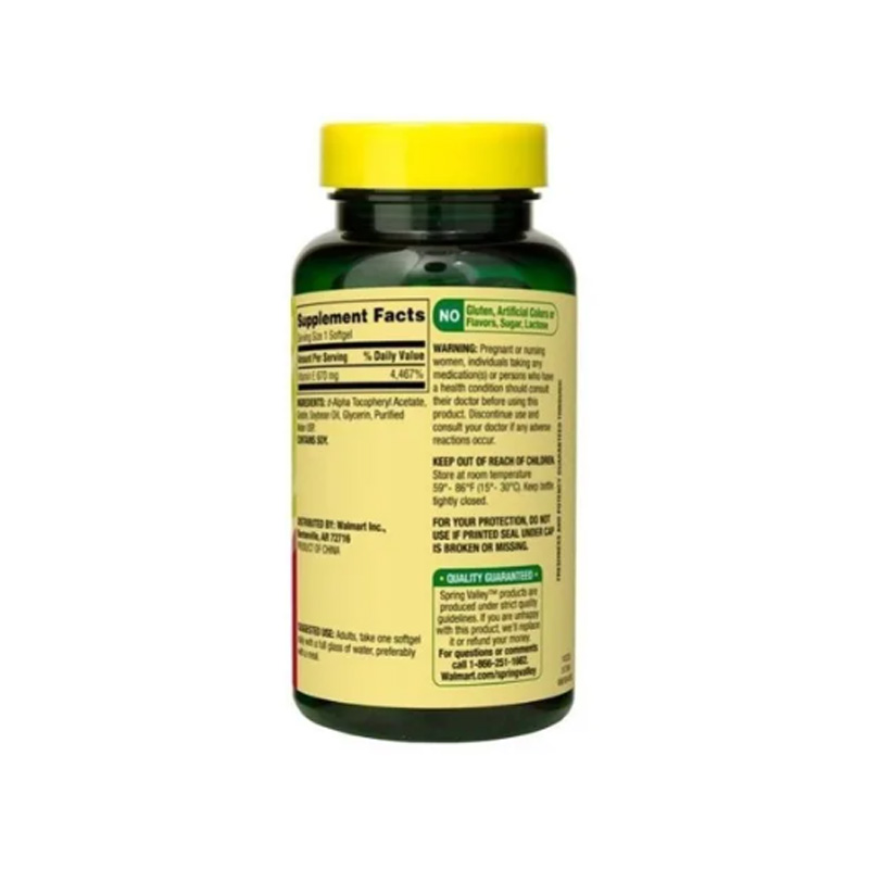 Vitamina E 670mg 1,000 IU Spring Valley 60 capsulas + D-Alpha Extra Fuerte