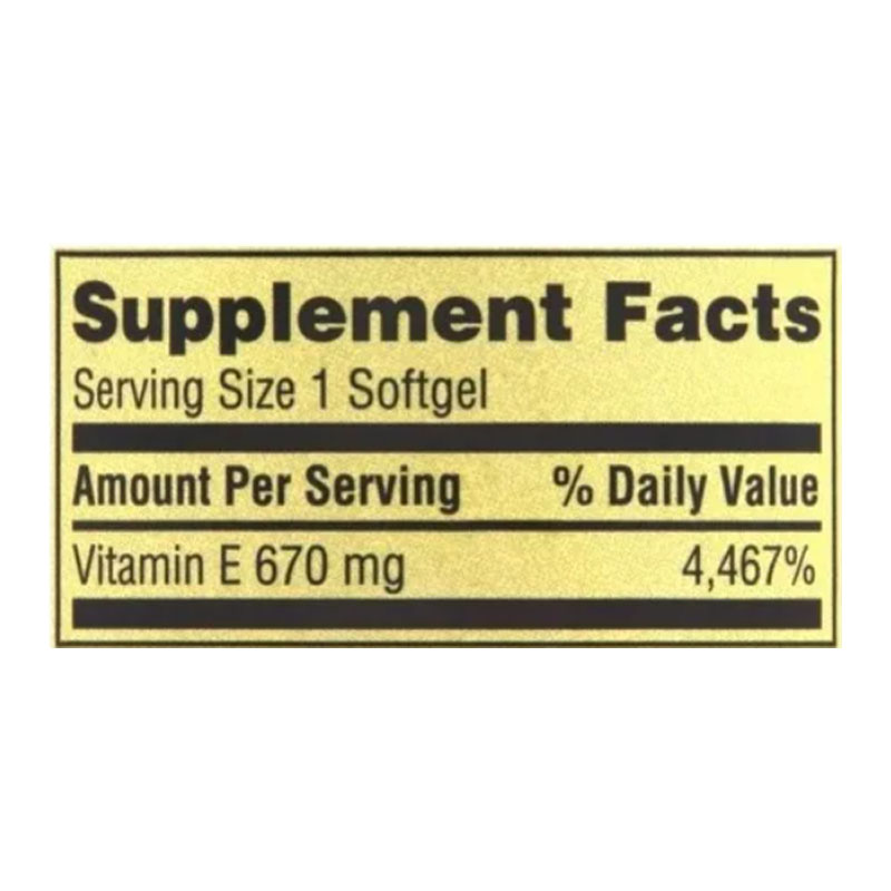 Vitamina E 670mg 1,000 IU Spring Valley 60 capsulas + D-Alpha Extra Fuerte