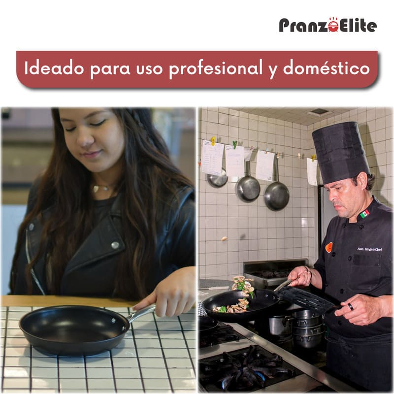 Sartén Antiadherente de Acero Inoxidable 20 cm Diámetro con Cubierta de Teflón Marca Pranzo Elite