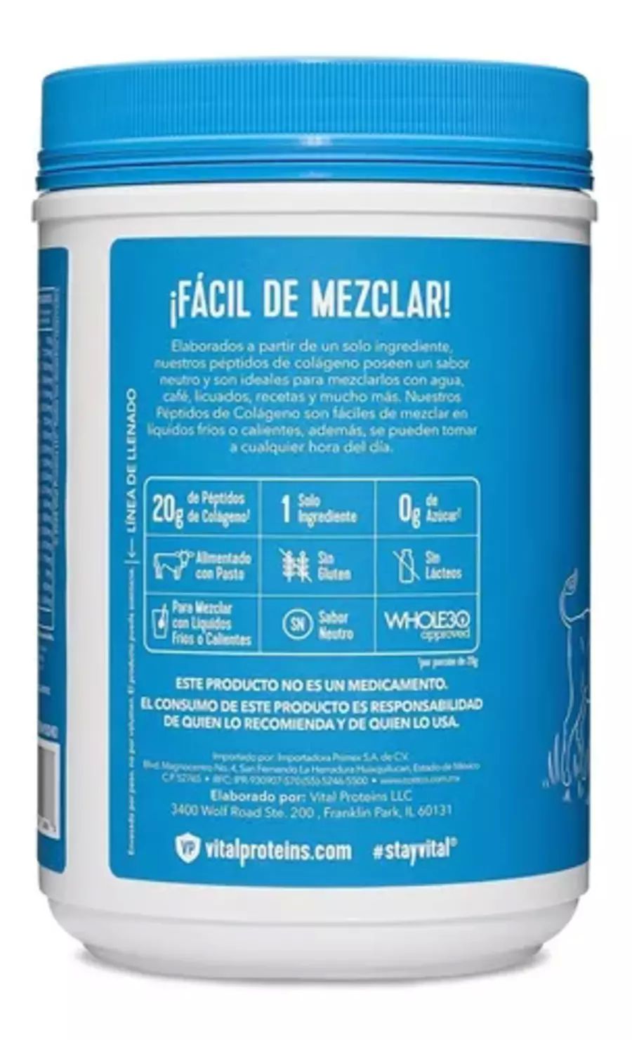 Péptidos De Colágeno 680g Vital Proteins Sin Lácteos Kosher
