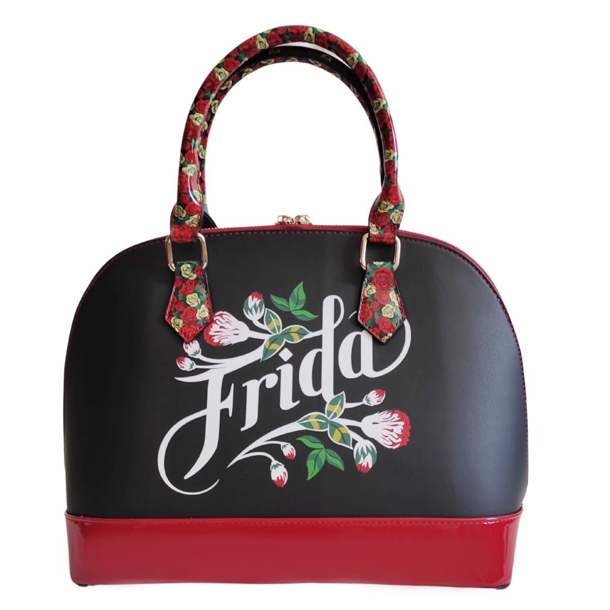 Bolsa Satchel con monedero Frida Kahlo Flores Original Fl902 BKRD.