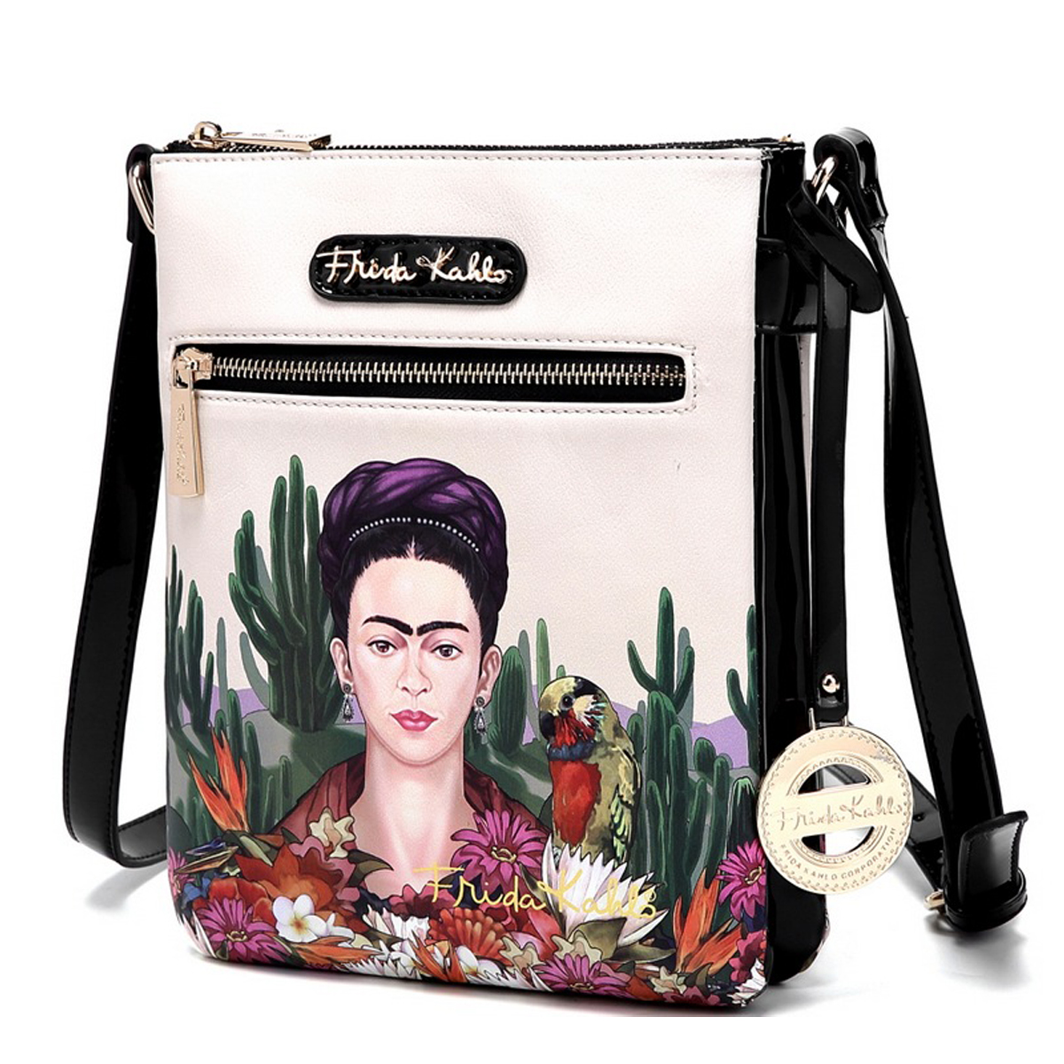Crossbody doble cierre Frida Kahlo Cactus original.