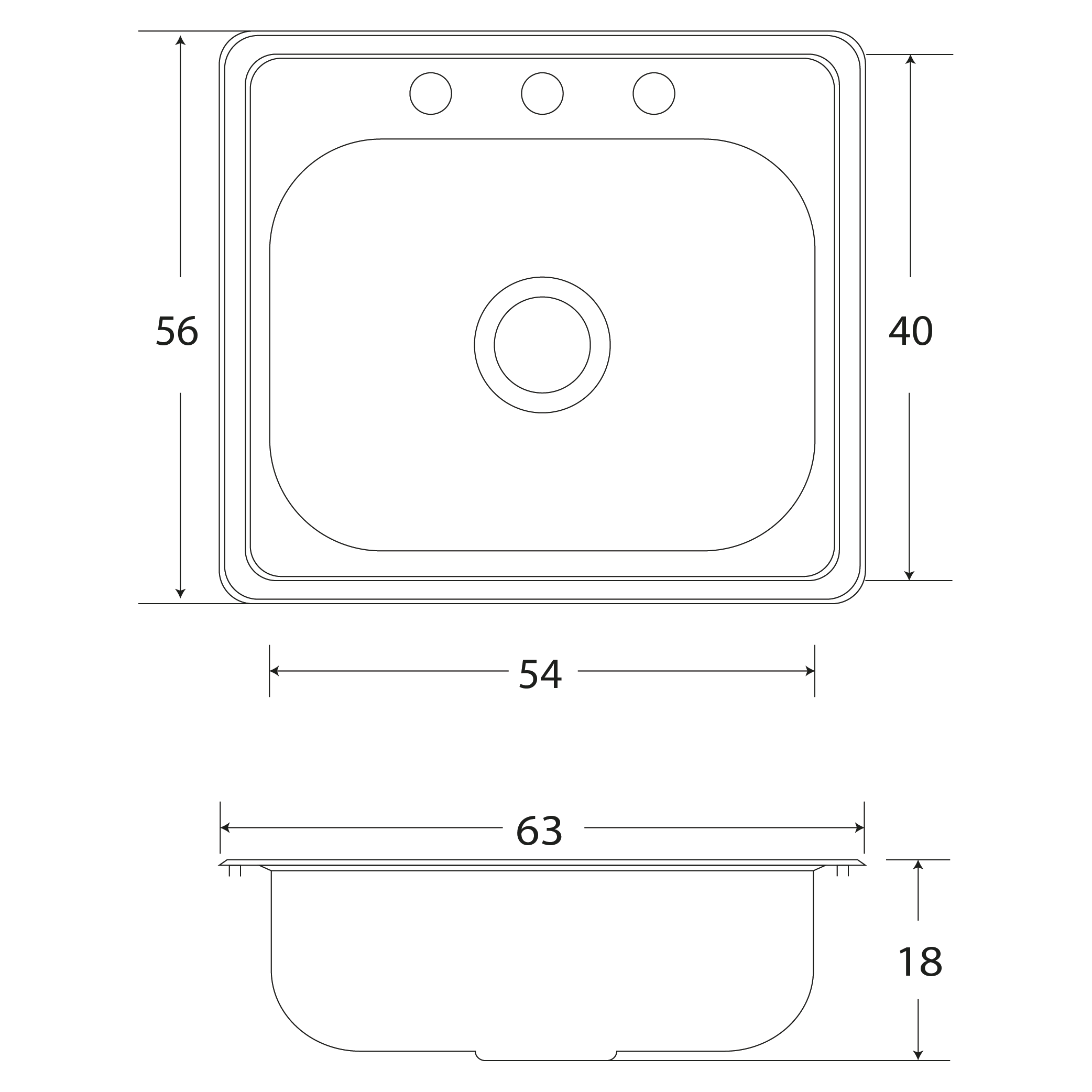 Fregadero Cocina Empotrar 1 Tina Eb 63x56x18 C300