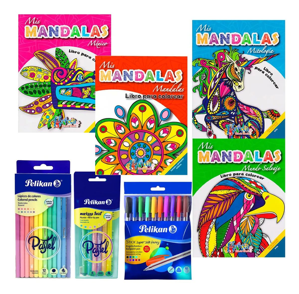 Regalo* + 4 Libros Mandalas Relajantes Colorear + Accesorios