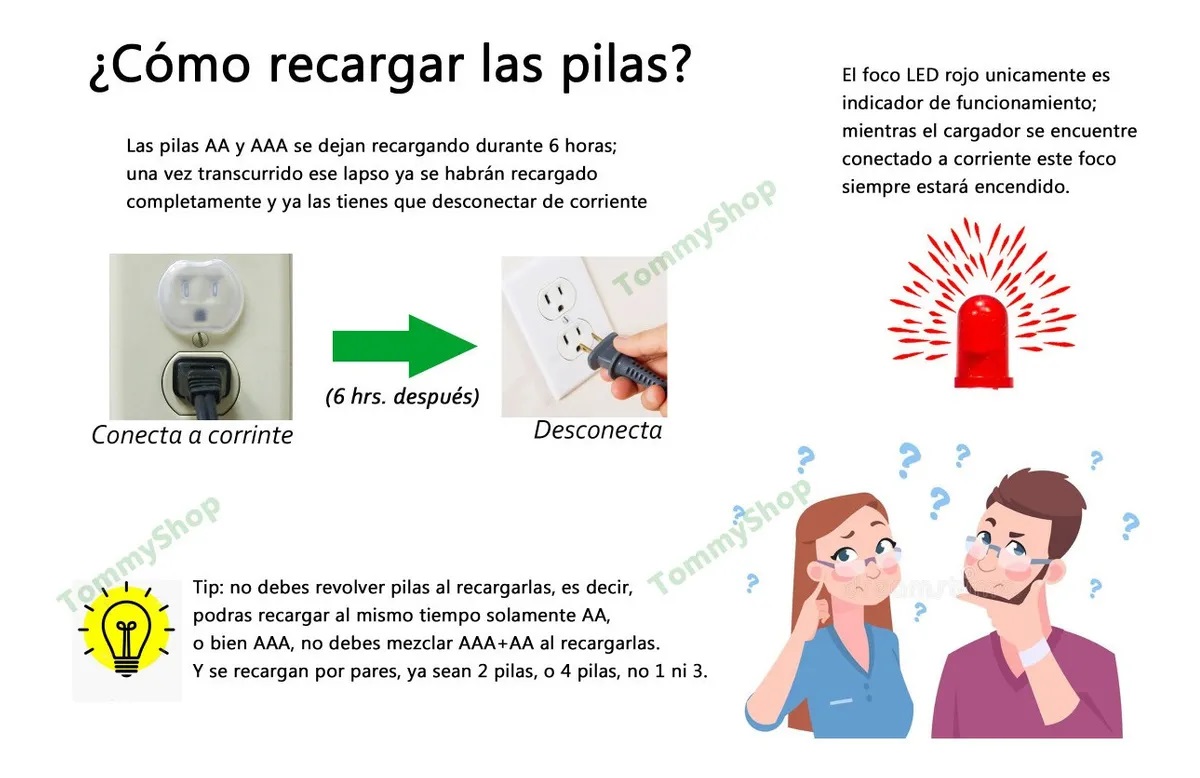 Cargador Con 8 Pilas Aa Doble A Recargables 1.2v mitzu