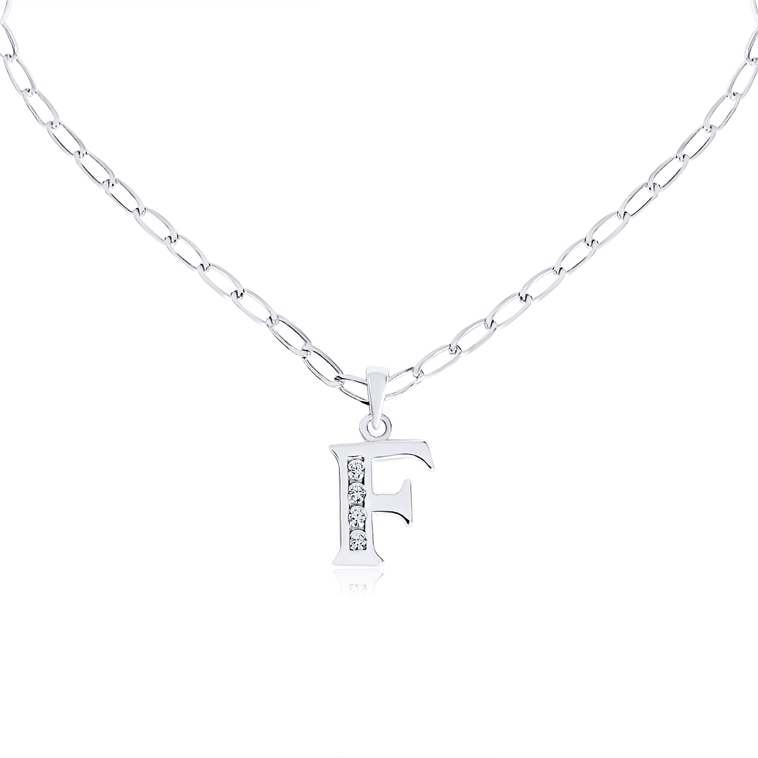 Collar de Inicial Authshine de Plata Ley 925 con Circonia Letra F para Mujer
