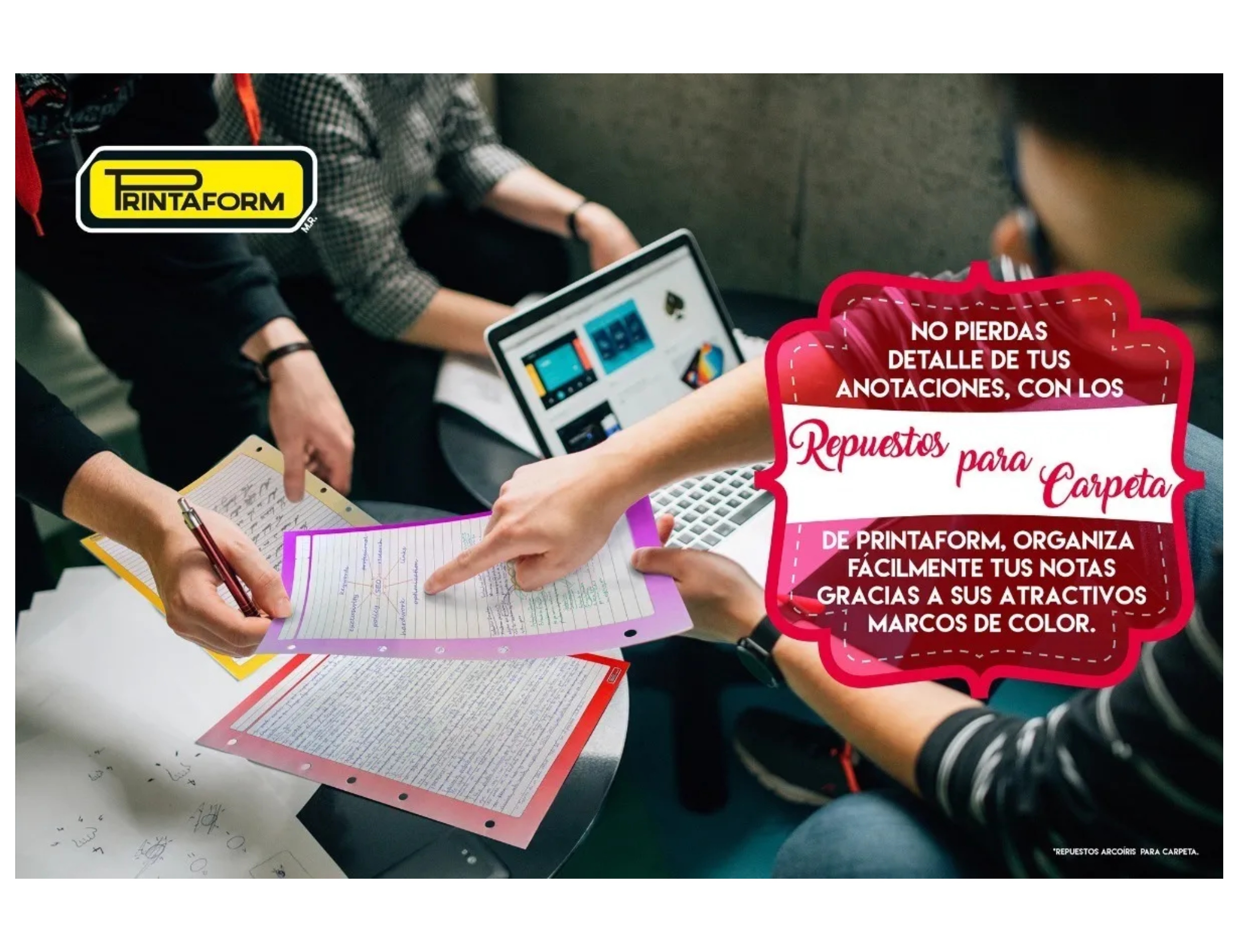 Repuesto Para Carpeta De 200 Hojas -  4 Colores Para Separar Materias - 50 Por Color