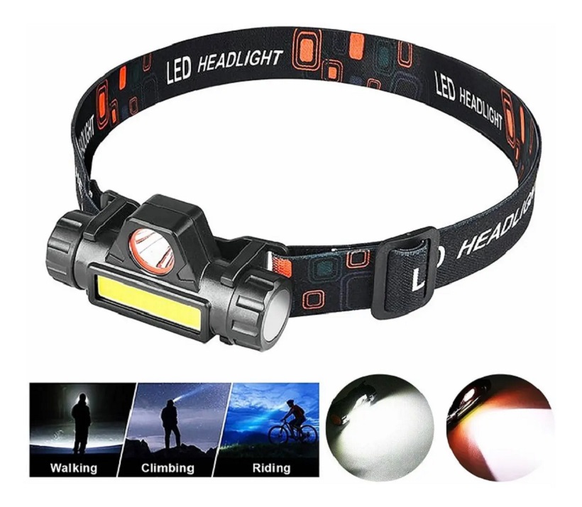 Linterna Frontal Led Usb Recargable Lámpara Para Acampar