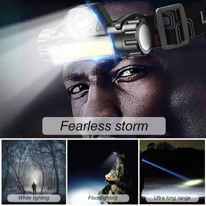 Linterna Frontal Led Usb Recargable Lámpara Para Acampar