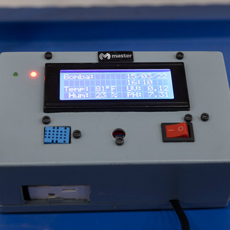 Sistema Hidroponico Horizontal con Controlador Inteligente de Flujo de Agua PH Humedad Temperatura Intensidad de Luz UV / Master / ECO-IOT20H