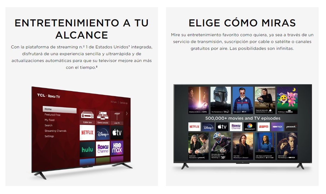 PANTALLA TELEVISION SMART TV TLC 55" ROKU TV