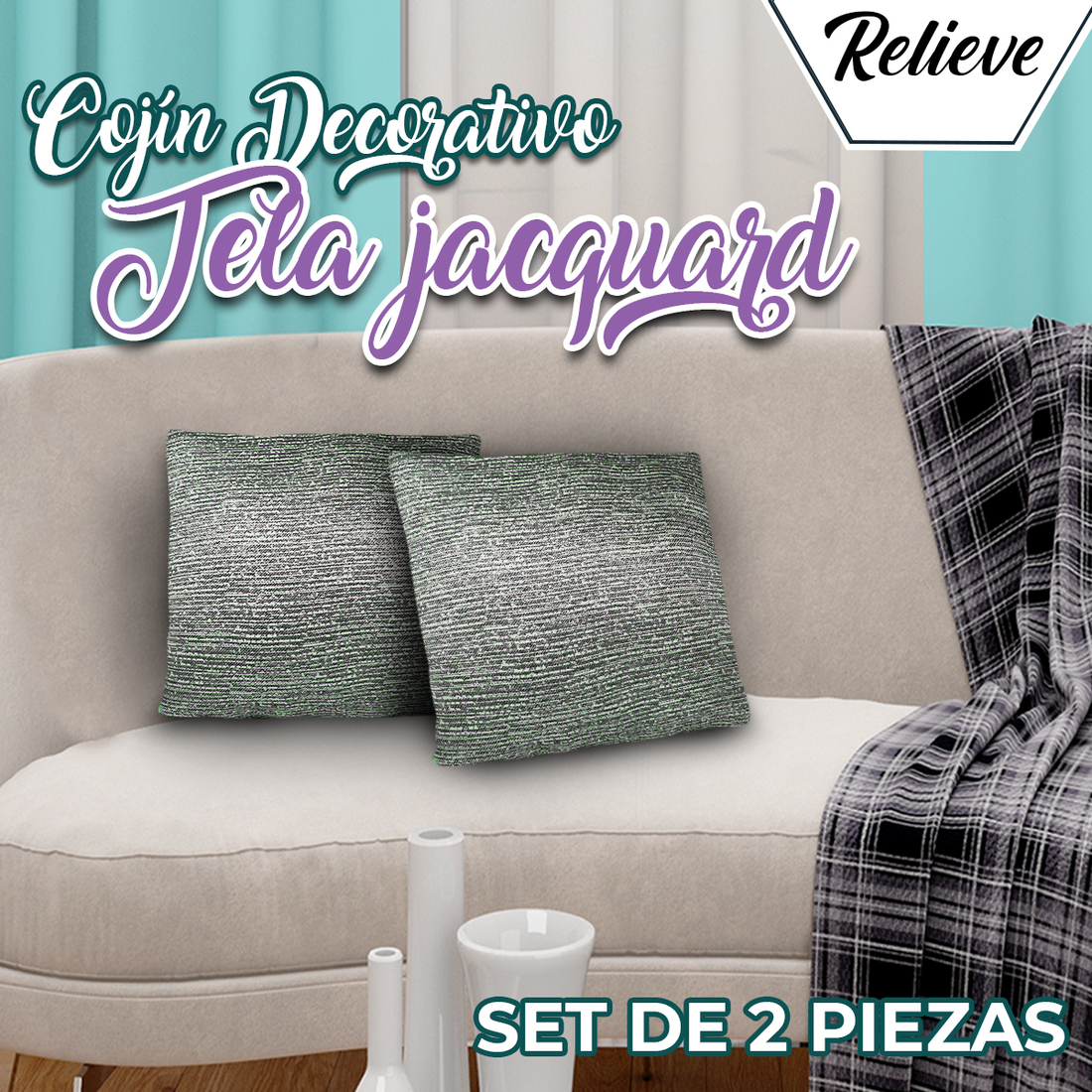 Cojines Decorativos Sala Recamara Suaves Almohada Set 2 Pzs