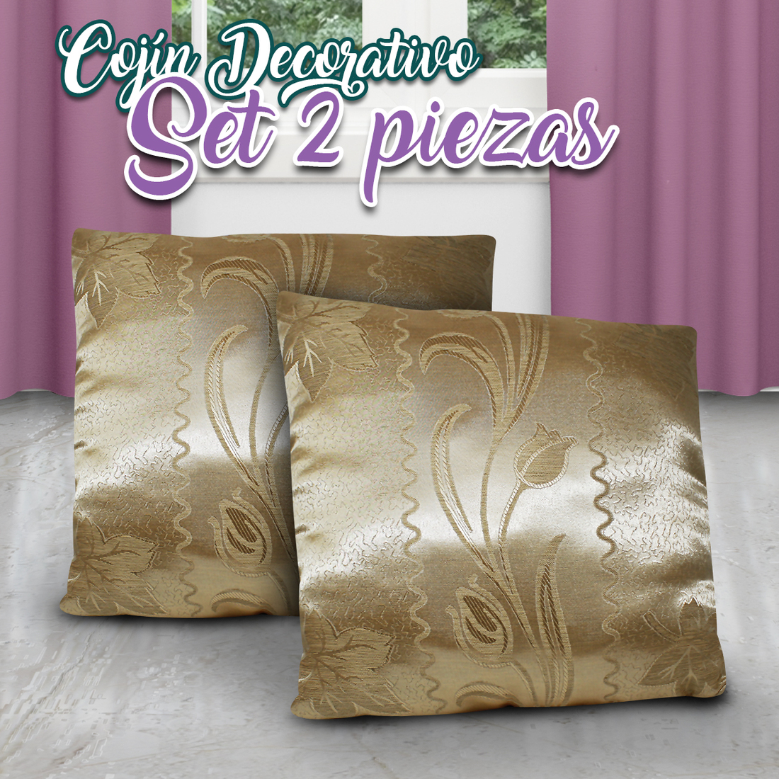 Cojines Decorativos Para Sala Recamara Suaves Al Tacto Set 2 Pzs