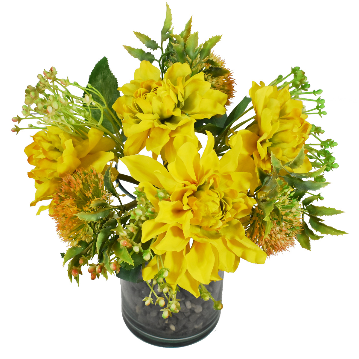 Bouquet De Dalias Flores Artificiales Finas Ramos De Flores Amarillo