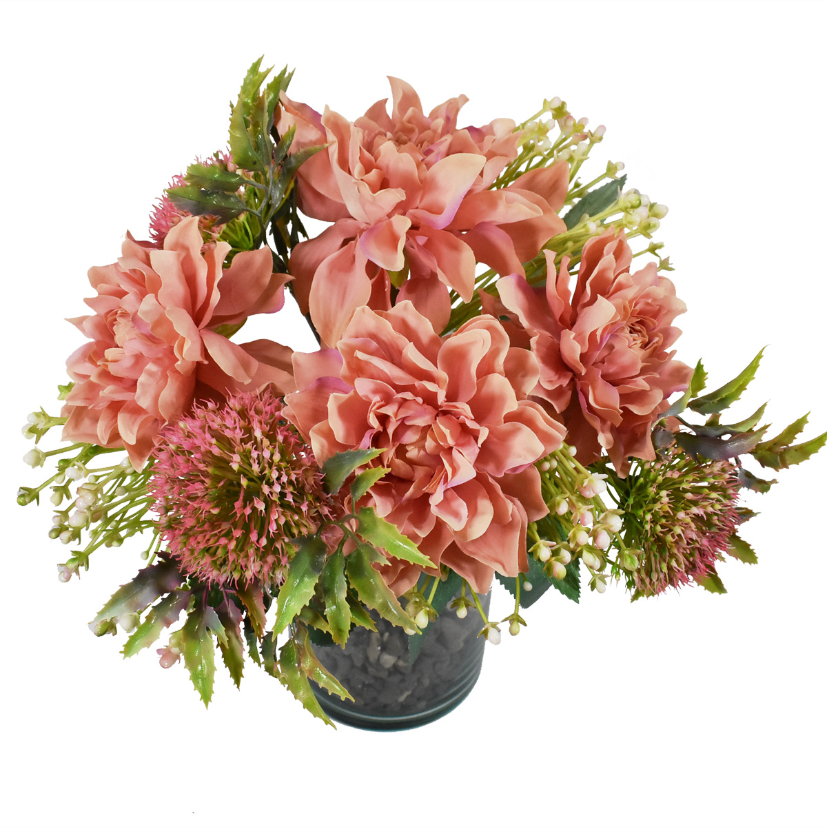 Bouquet De Dalias Flores Artificiales Finas Ramos De Flores Palo de Rosa