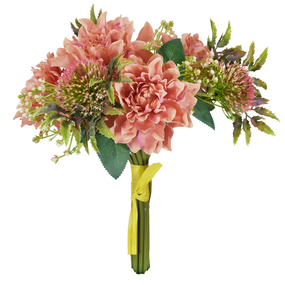 Bouquet De Dalias Flores Artificiales Finas Ramos De Flores Palo de Rosa