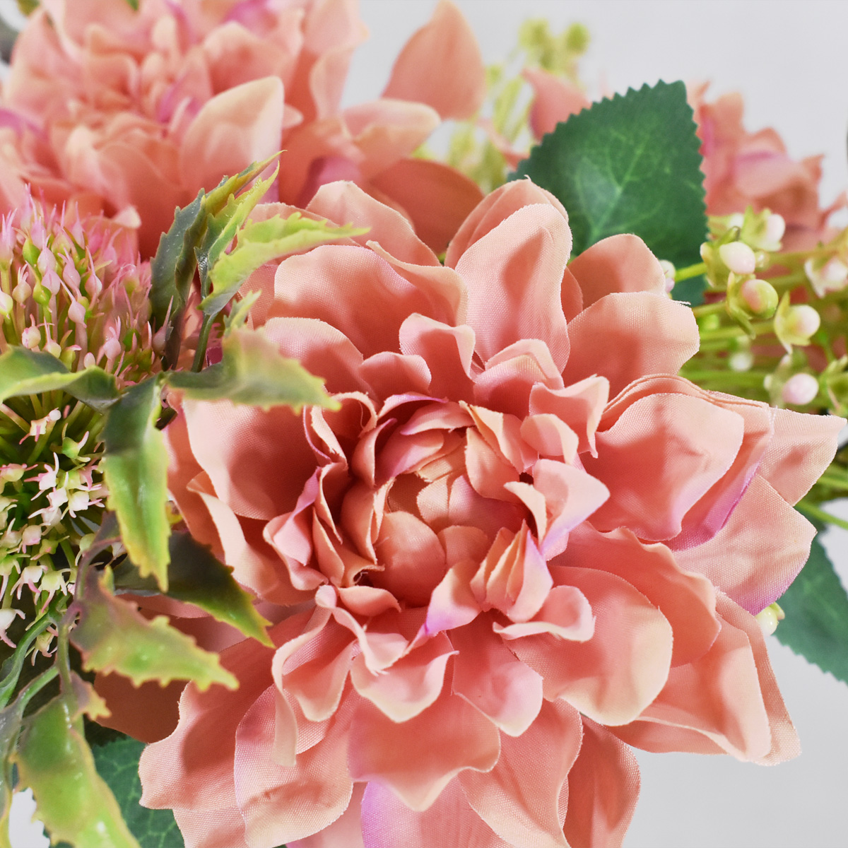Bouquet De Dalias Flores Artificiales Finas Ramos De Flores Palo de Rosa