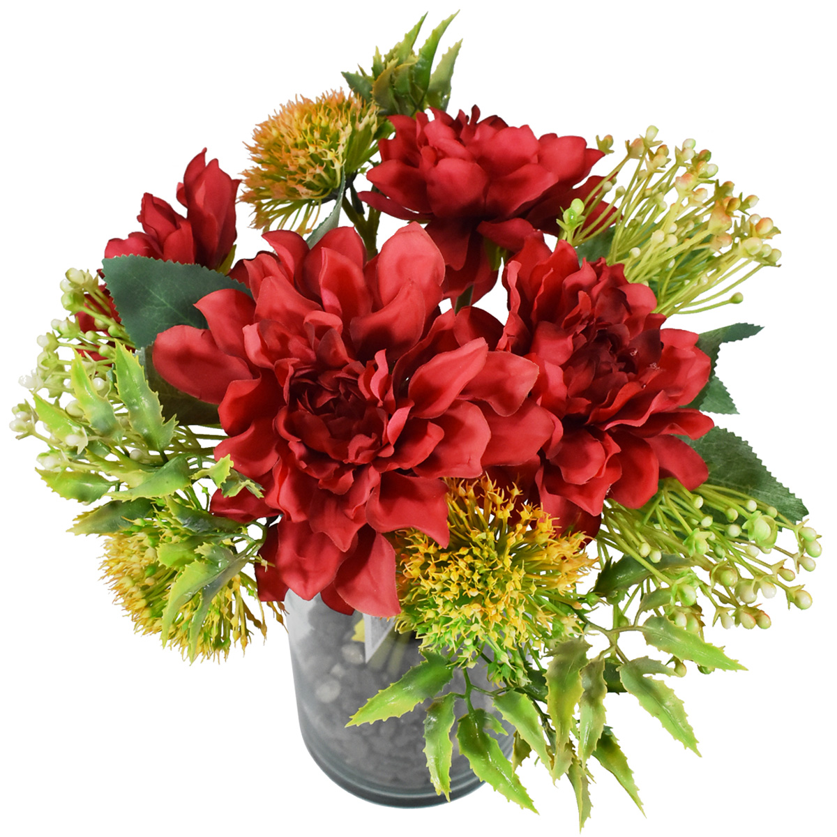 Bouquet De Dalias Flores Artificiales Finas Ramos De Flores Rojo