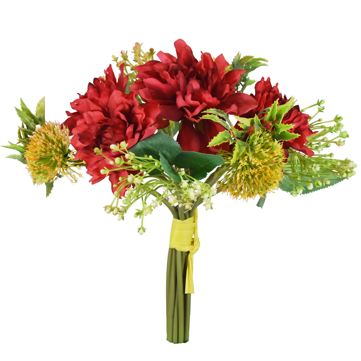 Bouquet De Dalias Flores Artificiales Finas Ramos De Flores Rojo
