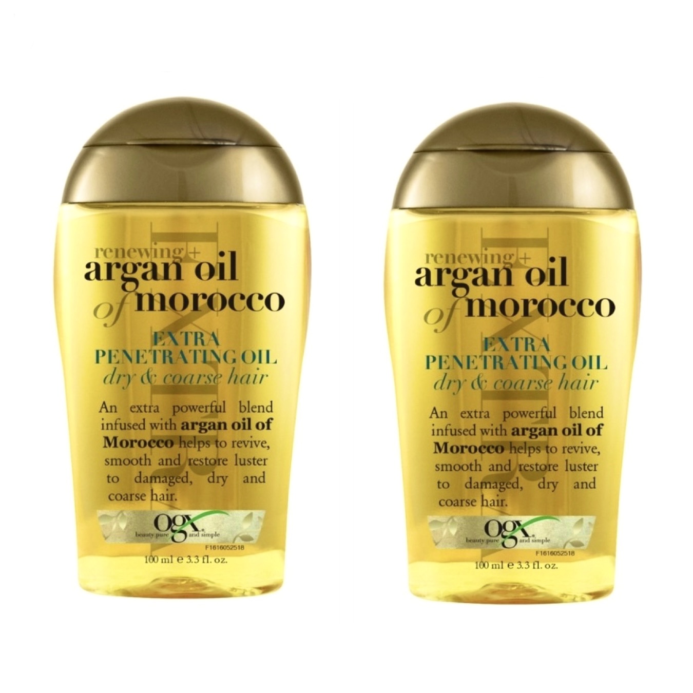  Aceite de Argan Ogx Tratamiento Renovador Morocco 2 piezas De 100ml 