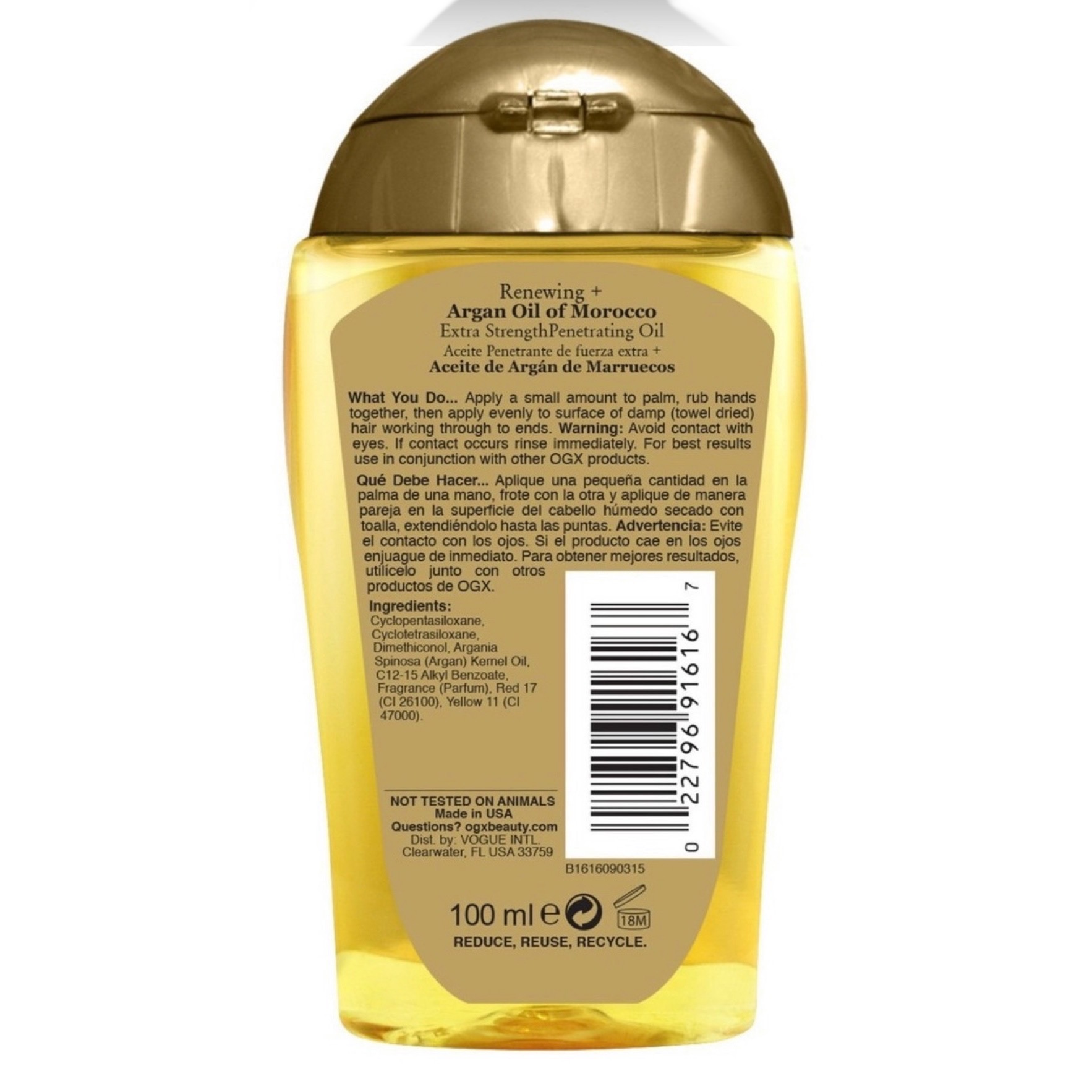  Aceite de Argan Ogx Tratamiento Renovador Morocco 2 piezas De 100ml 
