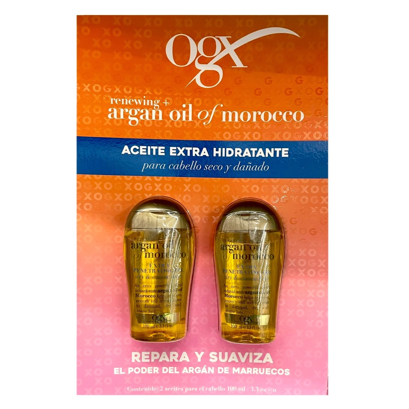  Aceite de Argan Ogx Tratamiento Renovador Morocco 2 piezas De 100ml 