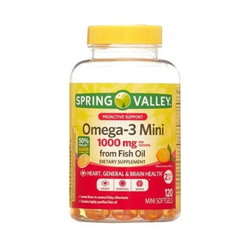 Omega 3 1000 Mg 120 Cap Fish Oil Con Epa Y Dha Corazon Salud Spring Valley