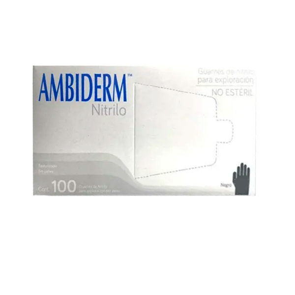 GUANTE AMBIDERM NITRILO NEGRO  CAJA C/100 PZAS