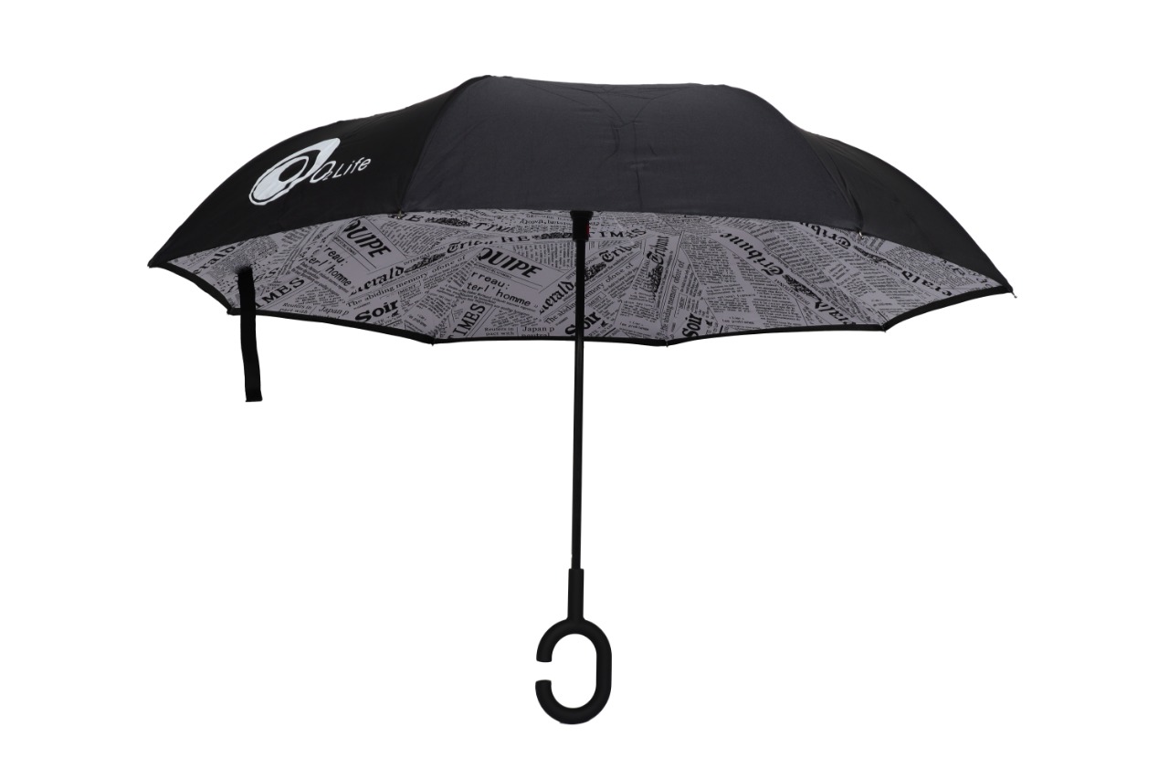 Sombrilla Paraguas Invertida Periodico Blanco