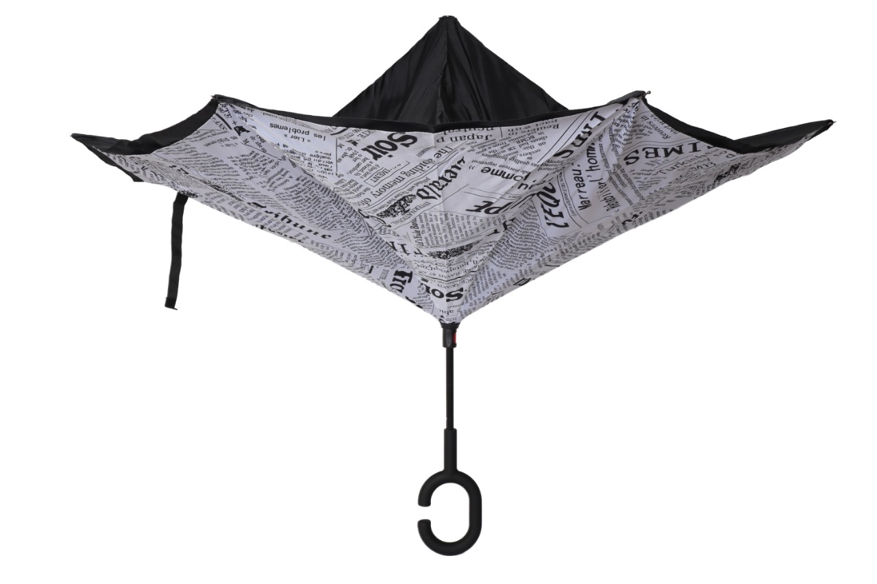 Sombrilla Paraguas Invertida Periodico Blanco