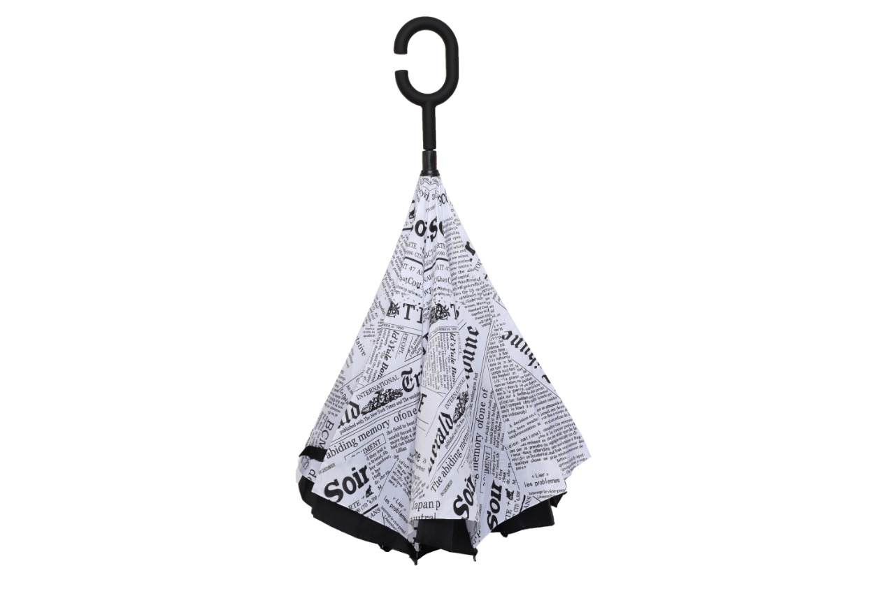 Sombrilla Paraguas Invertida Periodico Blanco