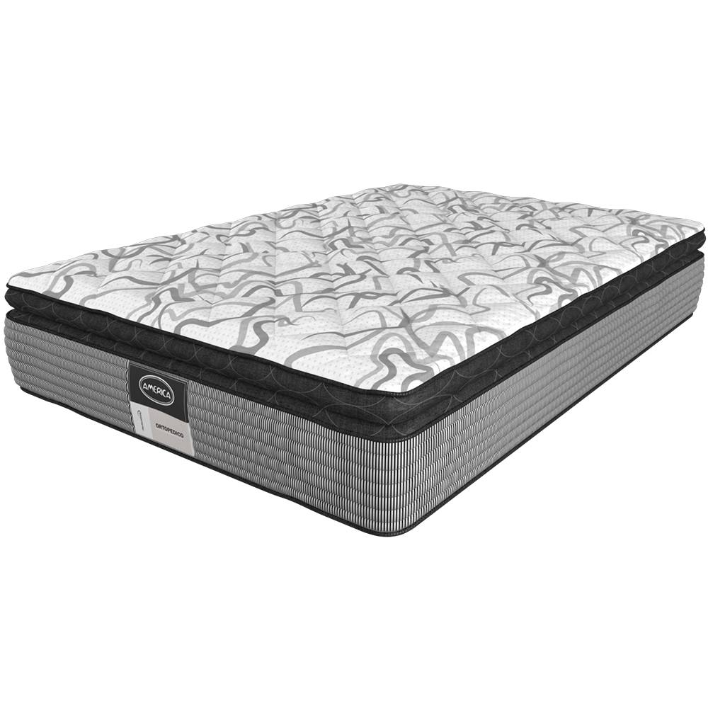 Colchón y Box Queen Size América Bloom Ortopédico Súper Confort