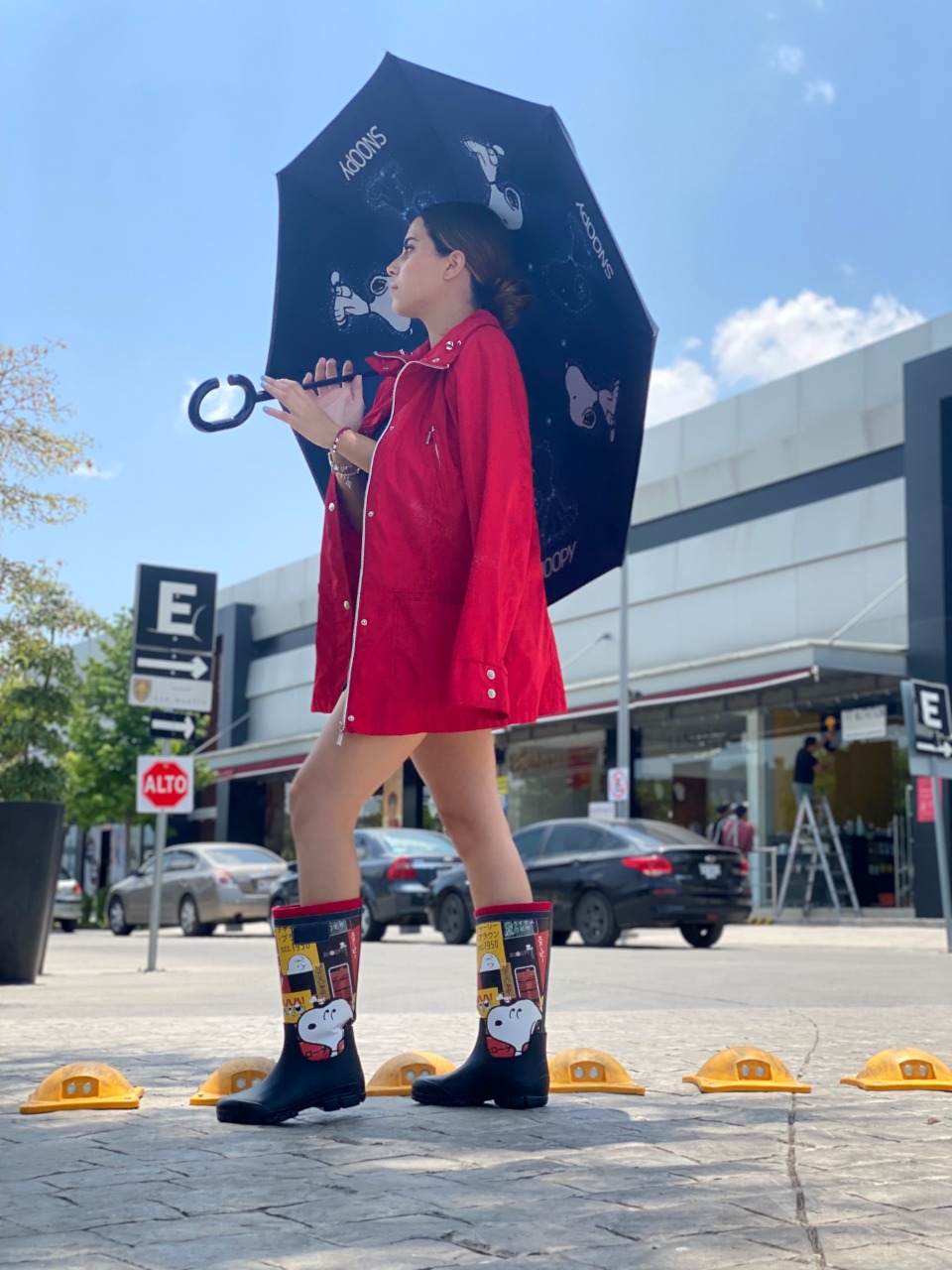 Bota de lluvia para Dama Snoopy Peanuts Licencia 100% Oficial Rojo/Negro PN-1316-MX