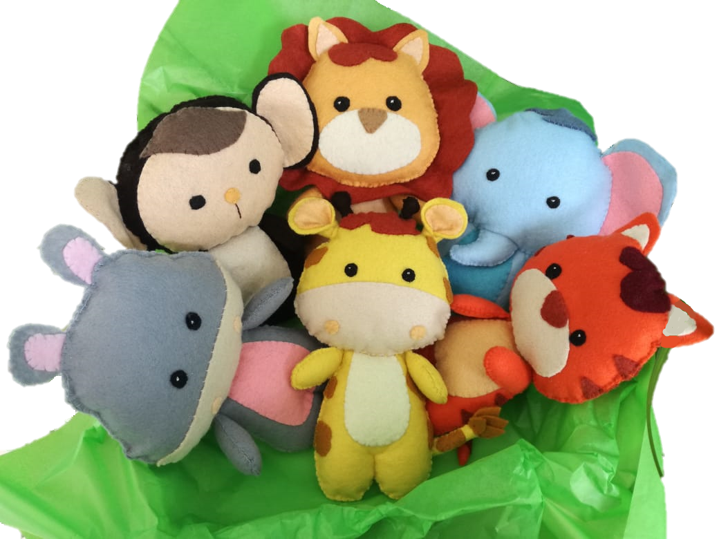 Paquete 6 Figuras De Fieltro De Animales De Selva Para Bebé