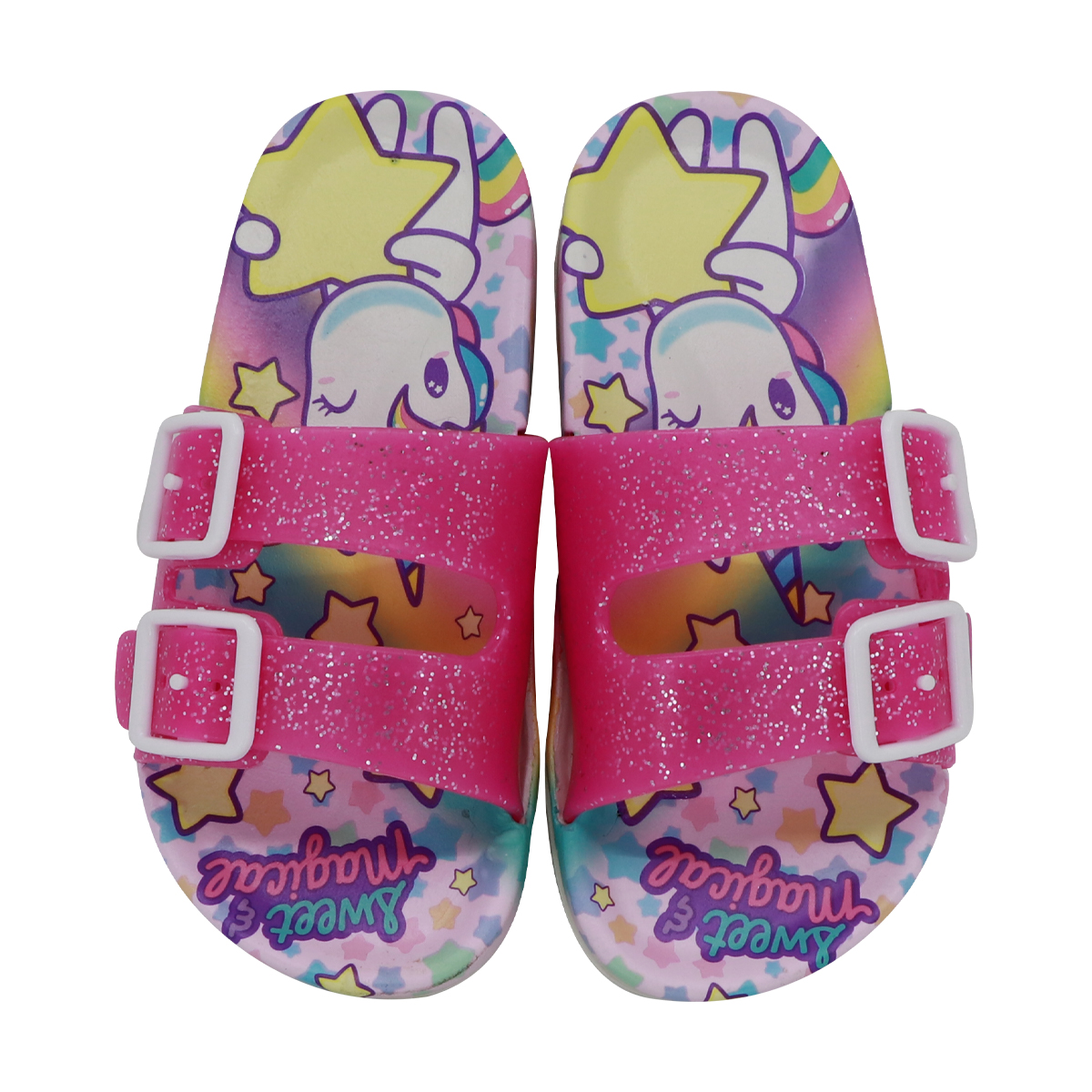 Sandalias Niña Onix Tipo Slide Unicornio Color Rosa