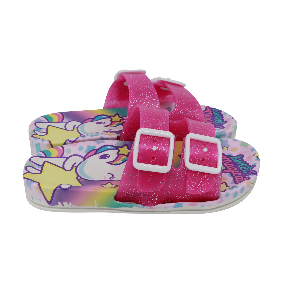 Sandalias Niña Onix Tipo Slide Unicornio Color Rosa