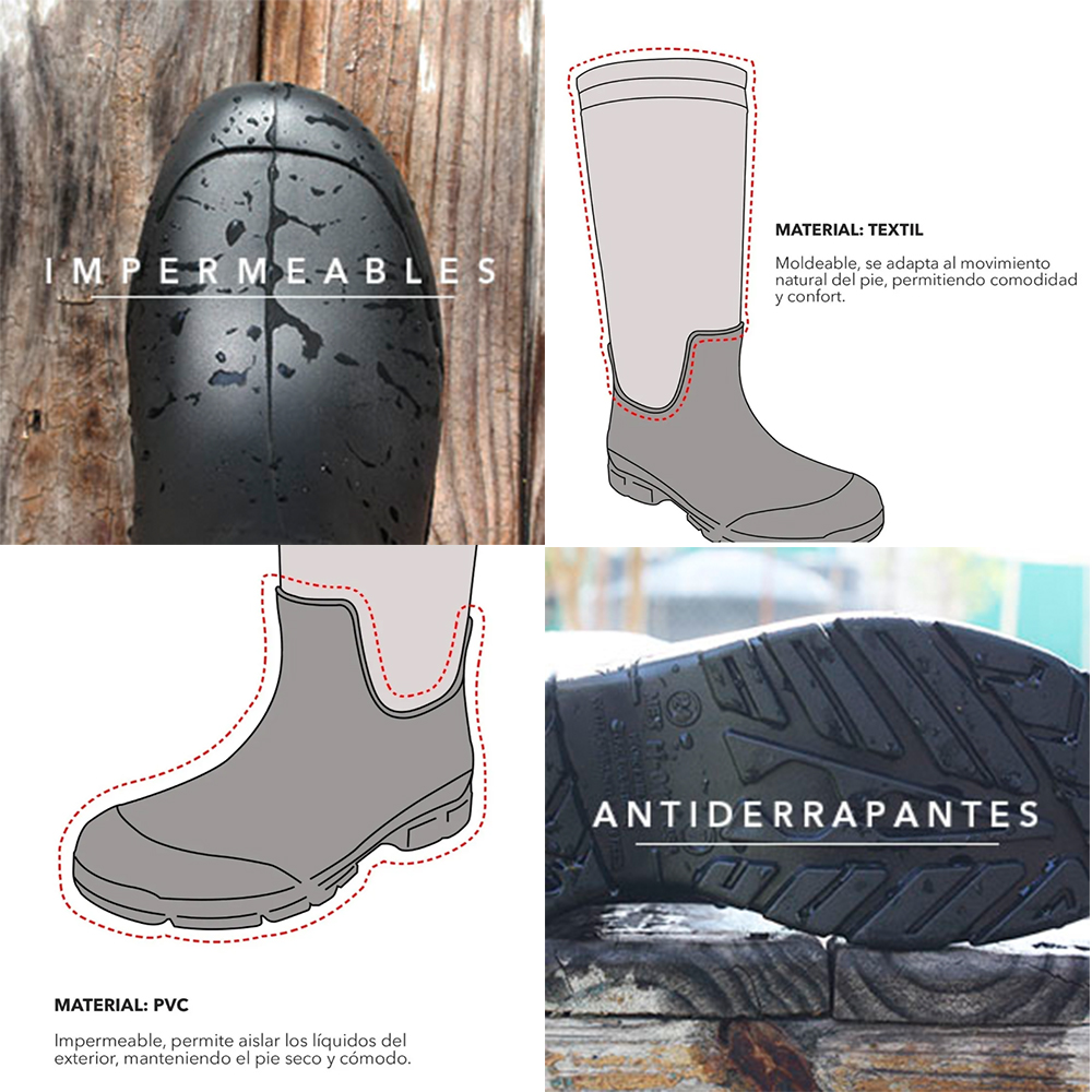 Botas De Lluvia Para Dama Green box Con Cordón MX-9230