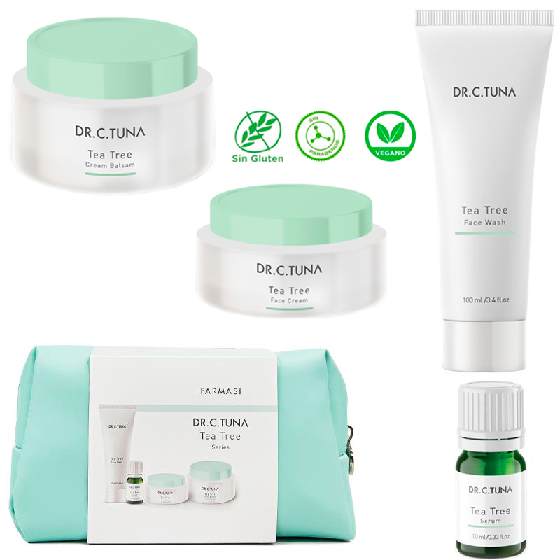 Set Dr. C. Tuna Farmasi Tea Tree Control y Prevención del exceso de grasa con Cosmetiquera