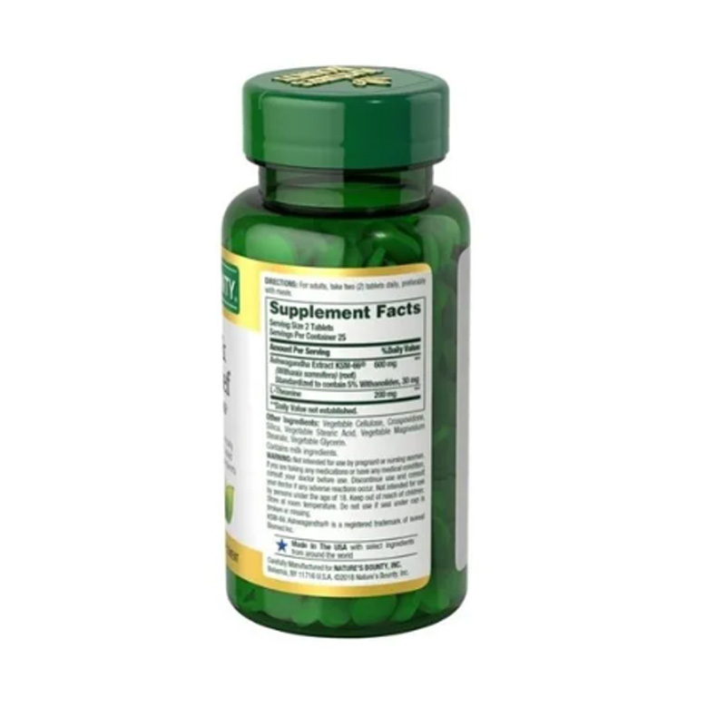 Ashwagandha Organica + L- Teanina 600 Mg / 200 Mg 50tab Nature's Bounty 