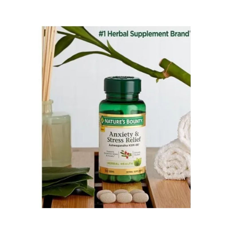 Ashwagandha Organica + L- Teanina 600 Mg / 200 Mg 50tab Nature's Bounty 