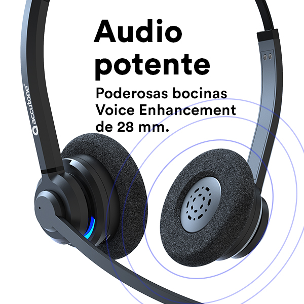 Accutone diadema inalámbrica BT1000 Bluetooth 4.1, 6 horas de uso continuo, anulación de ruido ambiente